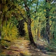 Proch�zka lesem, olej 50x50