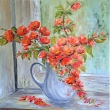 Rozkvetl okno - Kdoulovec, olej 60x60