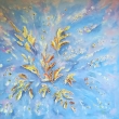 Hra vtru s listy, akryl, struktura, 80x80 prodno